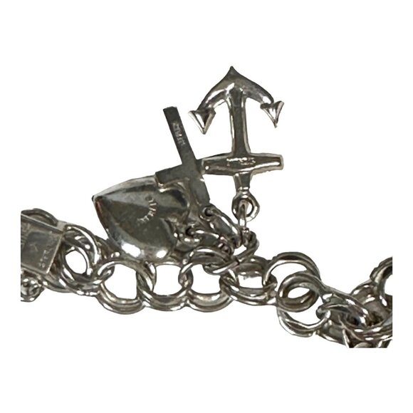 Vintage Forstner Charm Bracelet With Heart & Cross Charms And Pink Stone Accent - Picture 7 of 16